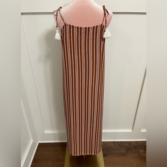 Faithfull The Brand x Anthropologie Copper Brown Stripe Maxi Dress Sz Medium (6) - Picture 8 of 11